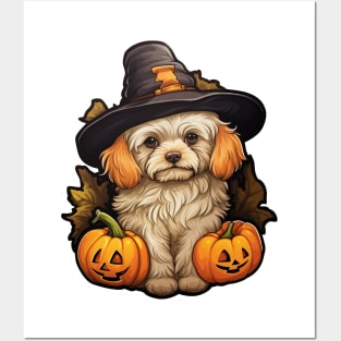 Halloween puppy Dog Pumpkins Posters and Art